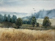 Złota łąka o świcie A3